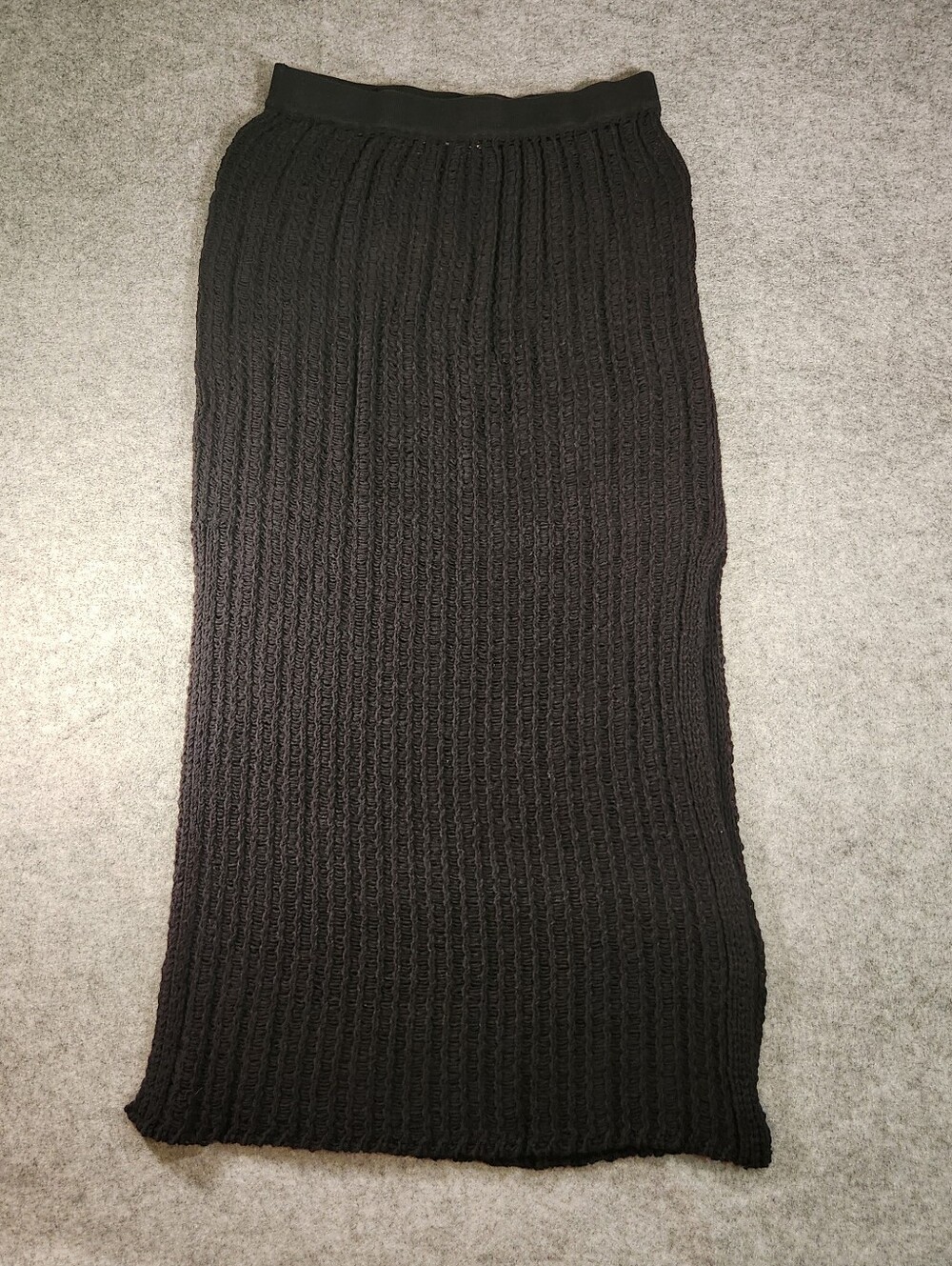 Free People Beach Swim Coverup Black Ribbed Knit Maxi Skirt Size Small